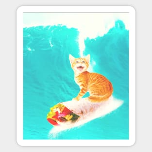 Kitty Cat Surfing Burrito Sticker